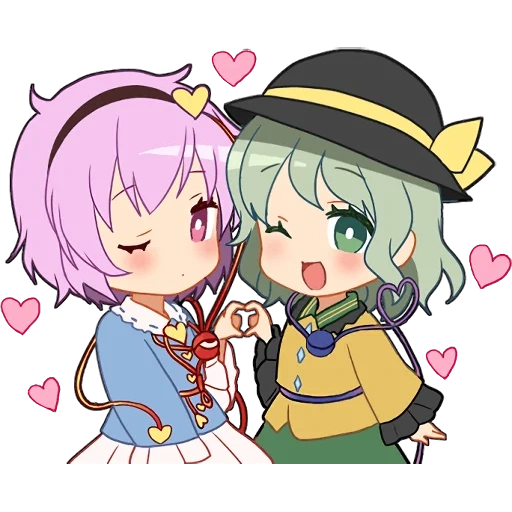 komeiji koishi, personagens anime, koyshi komidezi e satori, desenhos de anime, anime arts