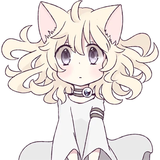 стикеры mari koneko, белый кот чиби, стикеры white cat girl, милые рисунки аниме, чиби