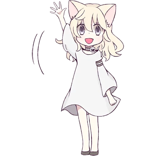 стикеры mari koneko, cat girl, стикеры white cat girl, cat girl стикеры, милые рисунки аниме