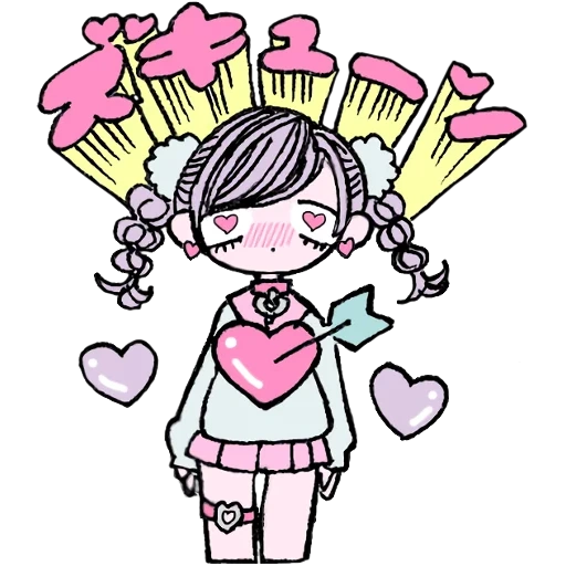 clipart, chibi drawings, egirl drawings, the drawings are cute, contour drawings