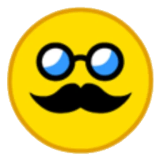 moustache souriante, emoticônes, moustache souriante, un visage souriant avec une barbe, lunettes à moustache souriante