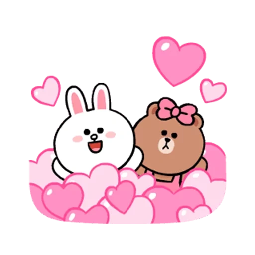 bear bunny, dear rabbit, line friends, bear bunny love, animated cute