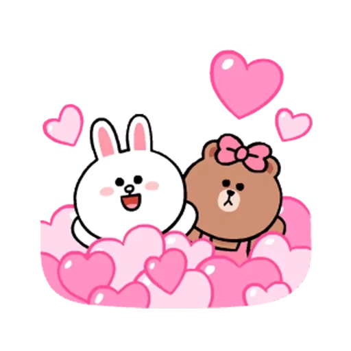 kelinci beruang kecil, kelinci yang menggemaskan, line friends, bear rabbit love, animasi yang lucu