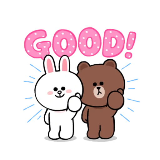 brown cony, line frends, line friends, bear bunny gifs, cony and brown good morning