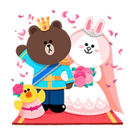 conejo, cony marrón, amigos de línea, ilustración de oso, sweet korean bear stickers