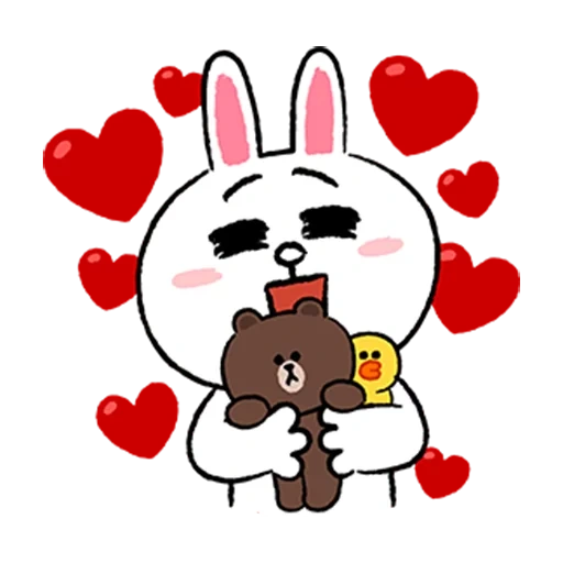 brown lines, line friends, love of bear and rabbit, love of bear and rabbit, line cony and brown
