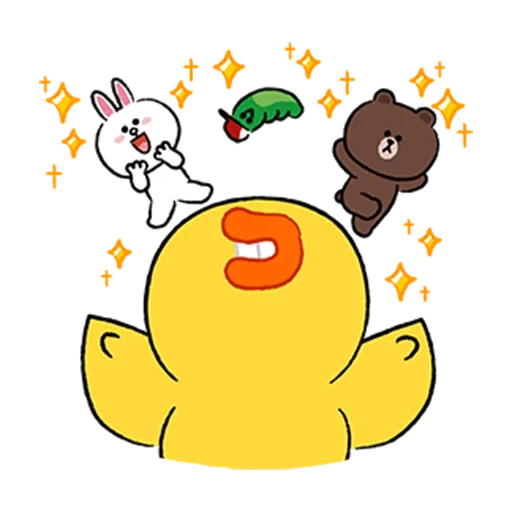 sebuah mainan, line friends, bebek korea, sketsa ov dengan namanya