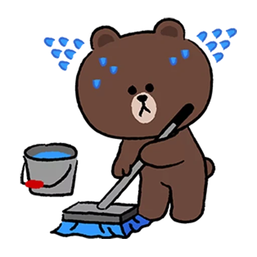 brown cony, ours de ligne, line friends, bear line friend brown, cartoon brown bear gif watsap