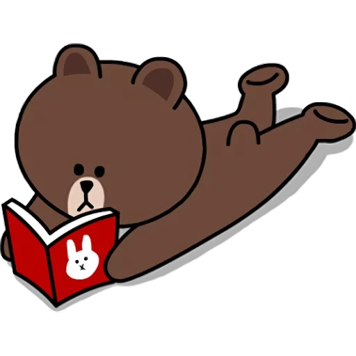стикеры медведь, медведь стикер коричневый, корейский стикер медведь, мишка стикер, медведь браун лайн френдс