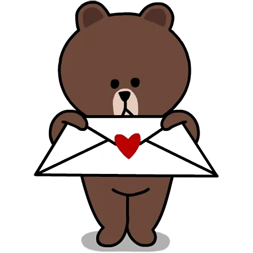 медведь с письмом, стикер мишка линии, line friends, bear корейские рисунки, стикеры вайбер мишка