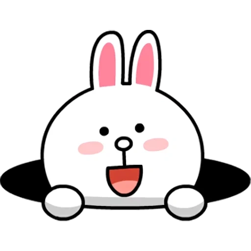 корейские смайлы, стикер кролик на белом фоне, клипарт, cony, кролик рисунок
