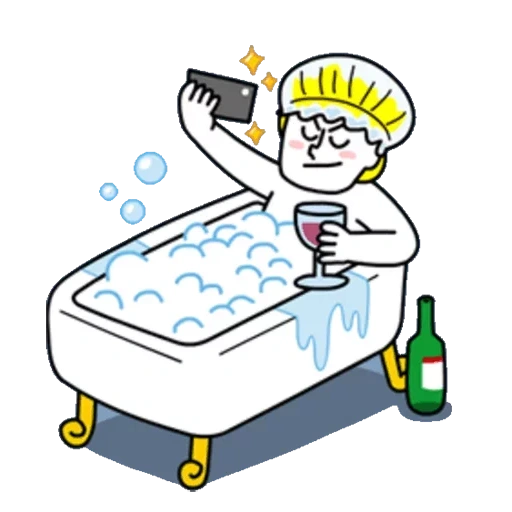 bañera, el hombre al baño está dibujando, el hombre es una caricatura, ilustración de baños de nieve, caricatura del baño