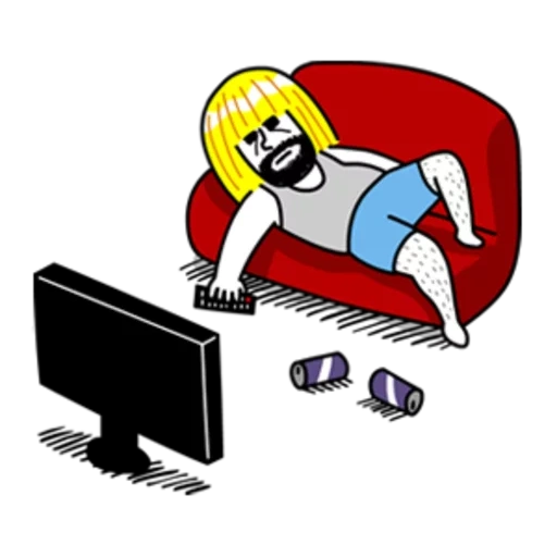 líně, human, budiman, picabu cartoon, man in front of the tv