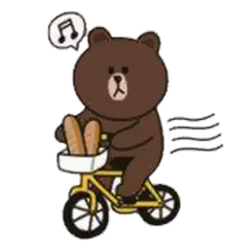 clipart, brown cony, line friends, brownie bear, cony brown bicycle