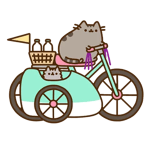 pushin, pushin kat, cat pushin, pusheen cat, the cat is a cart with a cart