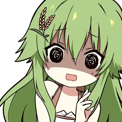 anime fofo, tiath sukasuka, enkida faith chibi, dong-jin rice-hime, rosto de anime com cabelo verde
