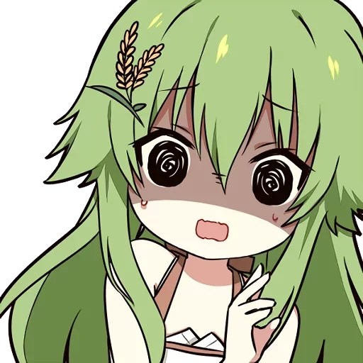 animación linda, sokasucati, enkidu creyó en chibi, east jinmi-hime, cabello verde cara de animación