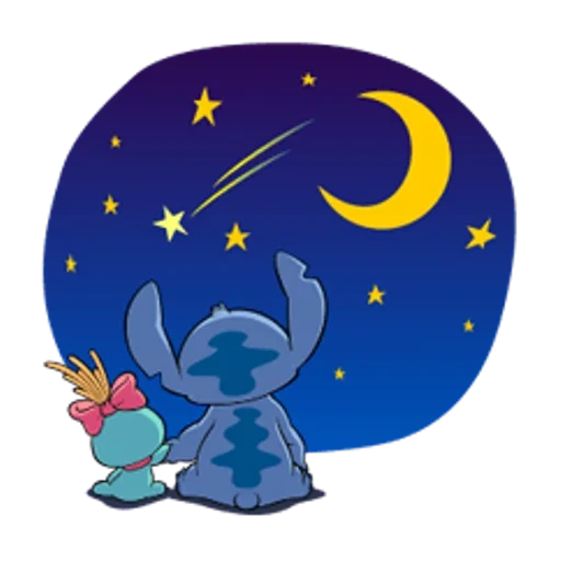 moon, stichlune, shi disney, night of the little rabbit, stich's girlfriend