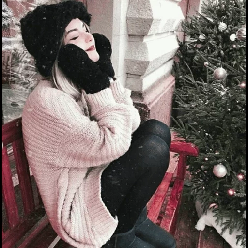 jeune femme, humain, style hivernal, photos d'hiver, séance photo d'hiver d'un pull