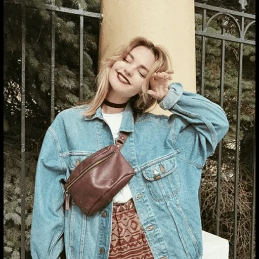 le donne, la ragazza, le persone, la bionda, cappotto biondo in denim