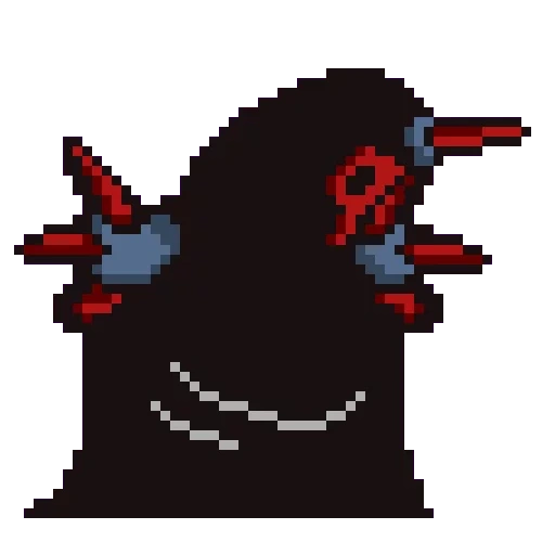 ténèbres, pixel art, lisa le jack douloureux, crâne rouge pixel, pokemon gengar pixel art