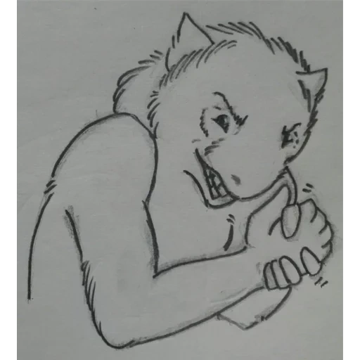 cat, wolf, frie lion, werewolf pattern, pencil drawing