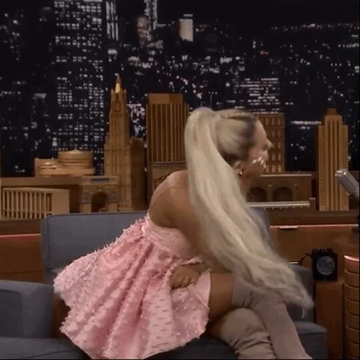 menina, pessoas, jimmy fallon, hoje à noite, ariana grande de jimmy fallon