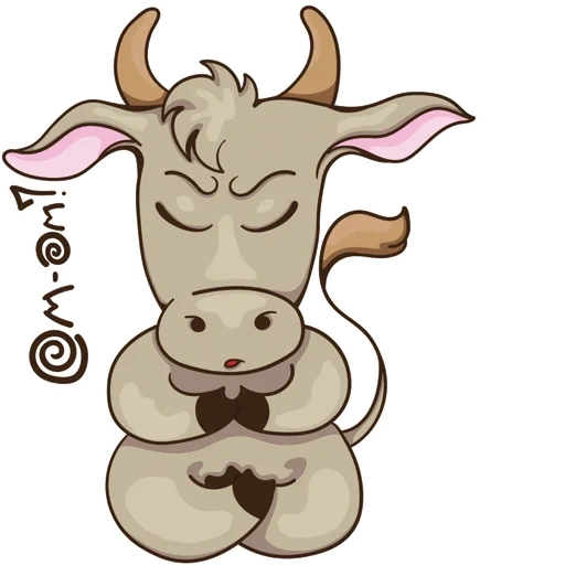 gobe, dessin de taureau, symbole de l'année taureau, petit taureau, dessin de taureau doux