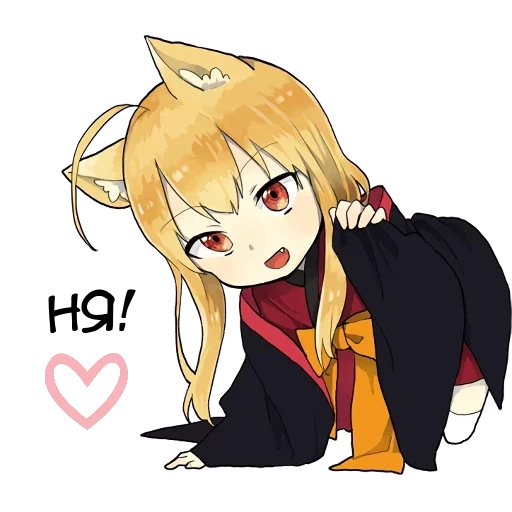 kitsune, cartoon cute, anime picture, red cliff animation figure painting, little fox kitsune