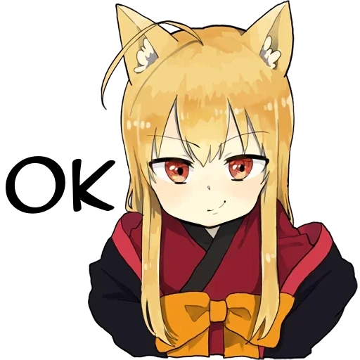 чиби, кицунэ, лисичка, рисунки аниме, little fox kitsune