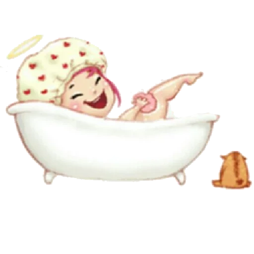 bath, bath clipart, bath children's illustration, bathroom girl illustration