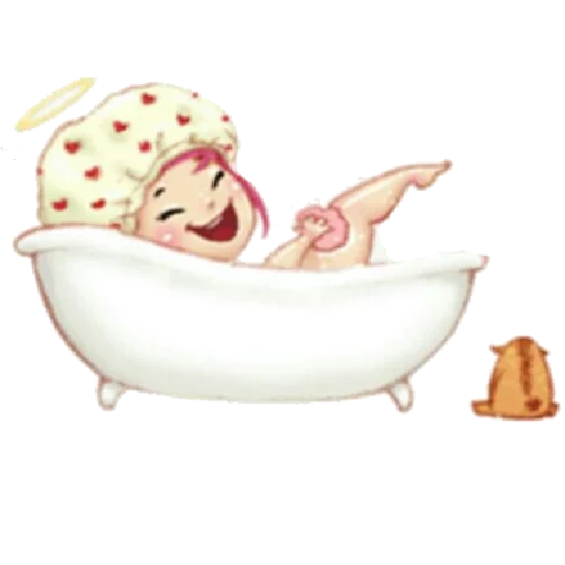 bak mandi, chuck bathtub, ilustrasi anak kamar mandi, ilustrasi kamar mandi gadis