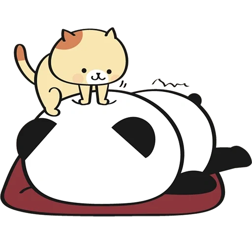 gato, panda fofo, selo chuanjing, arte panda está deitada, cartoon panda gordo