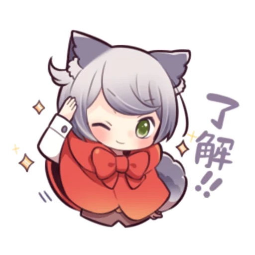 animation, white kitten, wolf dress, cartoon characters, chibi's wife amashiro natsuki