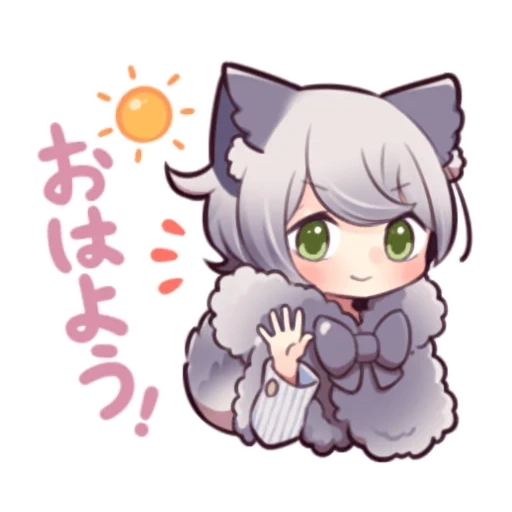 dessins d'anime, pack de filles de loup, personnages d'anime, anime dessins mignons, chibi pas amashiro natsuki