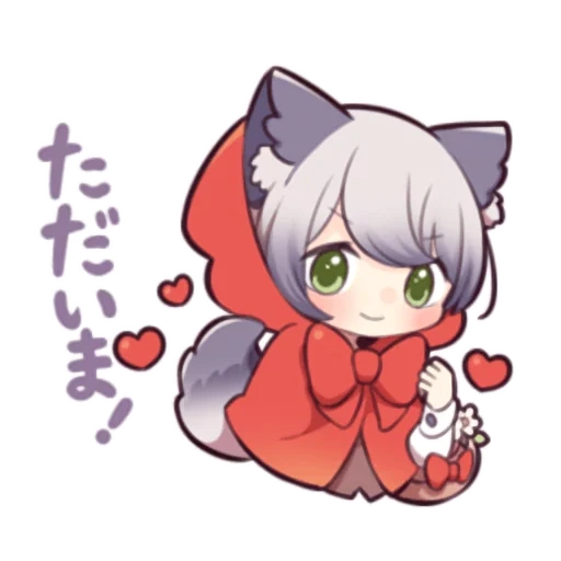 red cliff, anime picture, wolf dress, cartoon character, chibi's wife amashiro natsuki