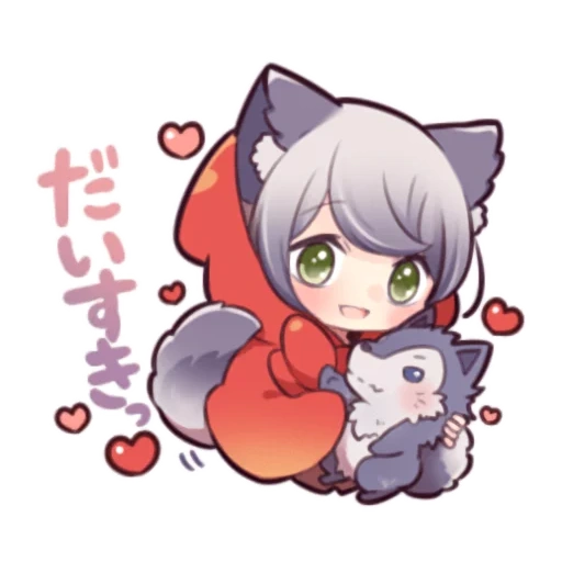 red cliff, youhe cartoon, wolf dress, cartoon character, chibi's wife amashiro natsuki