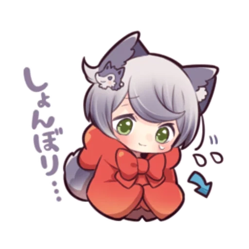 anime mignon, chaton blanc, dessins d'anime, pack de filles de loup, personnages d'anime