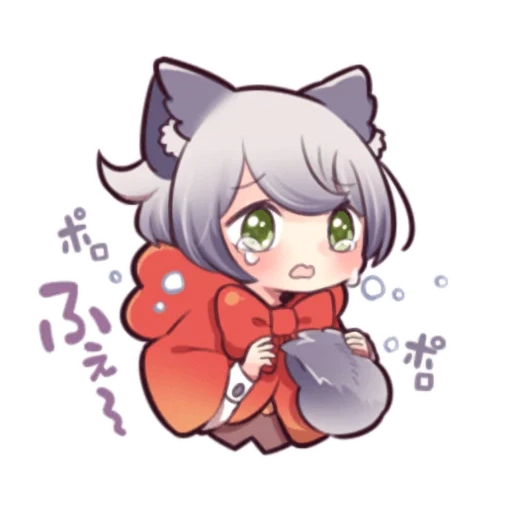 chibi chan, dessins d'anime, pack de filles de loup, personnages d'anime, chibi pas amashiro natsuki