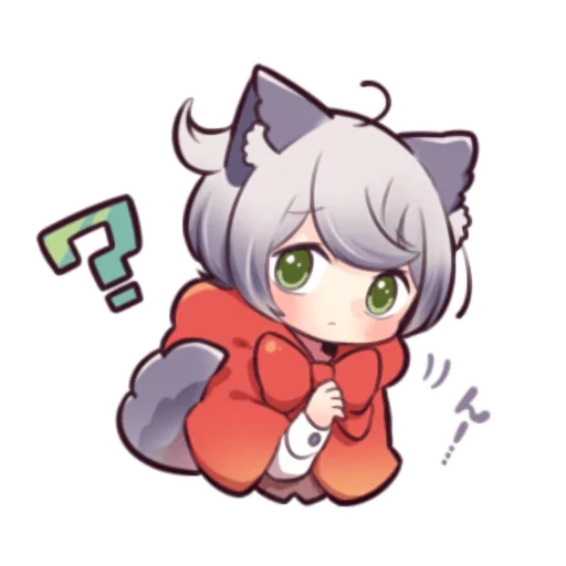 red cliff, white kitten, wolf dress, cartoon characters, chibi's wife amashiro natsuki