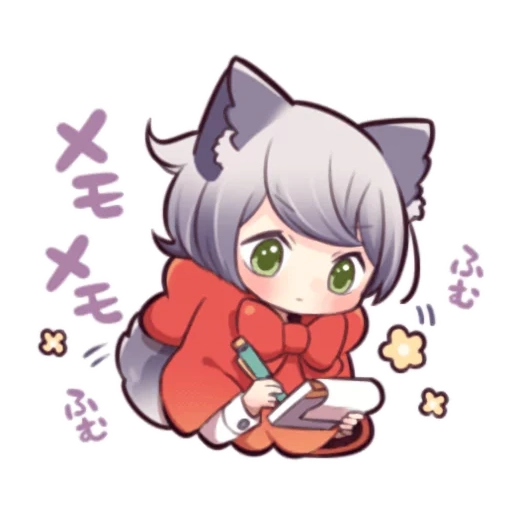 animation, shiro neko, anime picture, wolf dress, cartoon characters