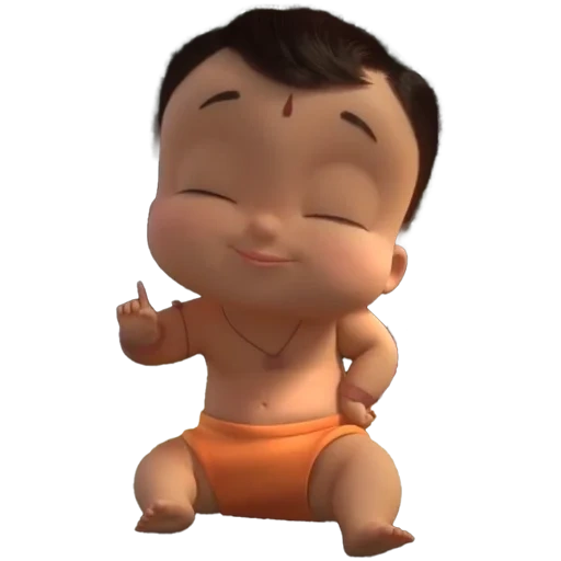 asiático, bebé, caricatura, picazón de dibujos animados, serie de animación chhota bheem