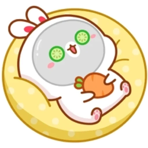 kawaii, kelinci moland, gambar kawaii yang lucu, menggambar tidur kotik kawai