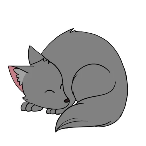 katze, schlafende katze, die katze liegt eine zeichnung, schlafkatze zeichnung, die katze befindet sich in phasen mit einem bleistift