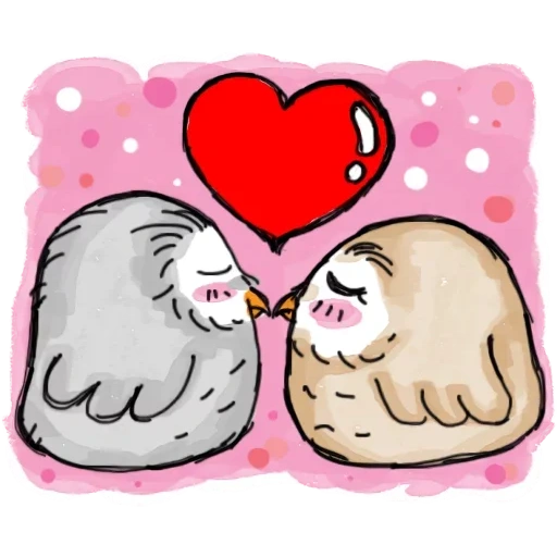 cute drawings, owl with a heart, lovely picci sketches, lovely penguins sketches, lovely picchi about love sryzovka
