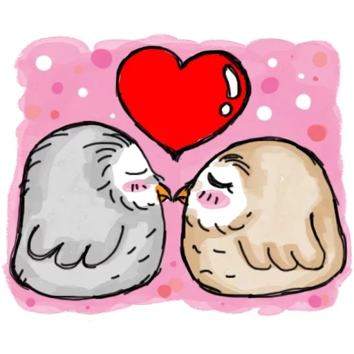 disegni carini, gufo con un cuore, adorabili schizzi picci, adorabili schizzi di pinguini, bello picchi sull'amore sryzovka