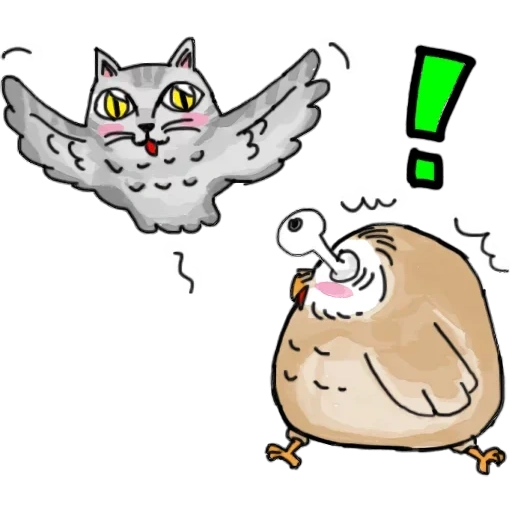 eule, katze, owl denkt, cartoon eule, cartoon vogel