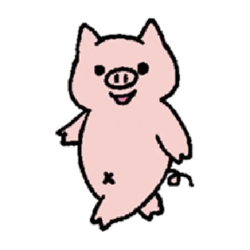 le crank, cochon, cochon rose, rose rose, caricature de porc