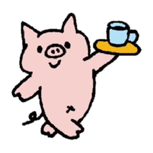 gatto, pignose, maiale rosa, vettore di maiale arrabbiato, maiale cartone animato