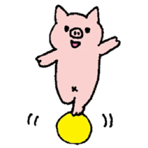 pola anak babi, kartun piggy, babi tangan ke atas, babi kartun, stiker mr fu